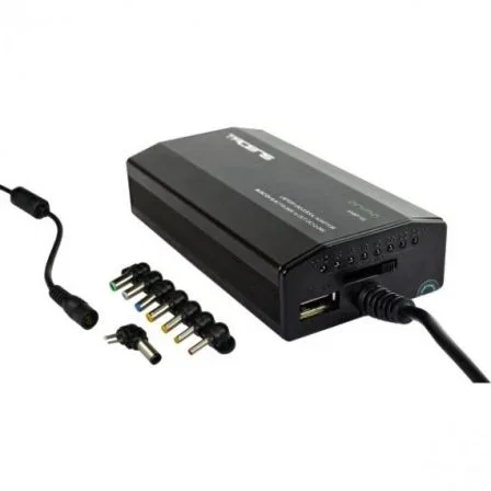 Tacens ANBP100 Adaptador Cargador Corriente Universal Portátil con Puerto USB y 8 Puntas